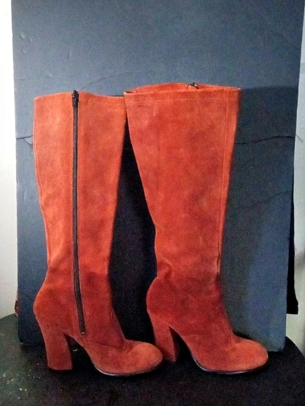 Zodiac Over-the-Knee Heeled Boots Orange Rust US 7.5